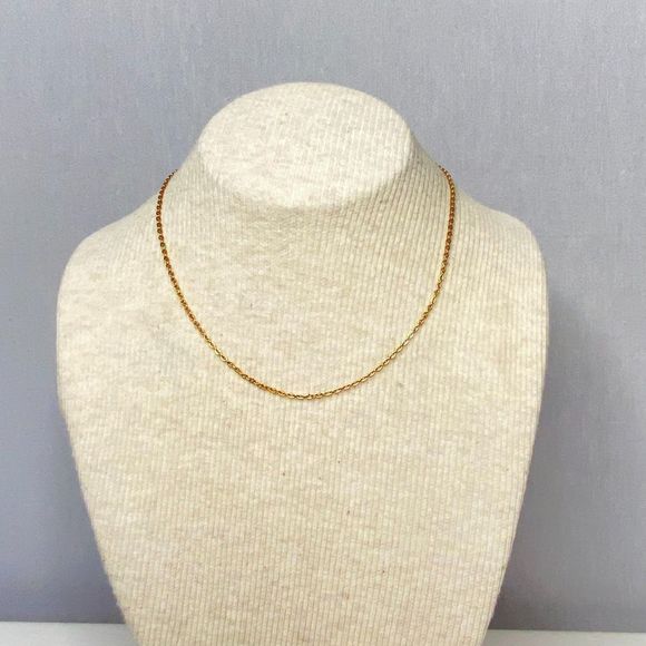 Avon Chain Necklace Minimalist Gold Tone Cable Links Choker - Picture 1 of 8